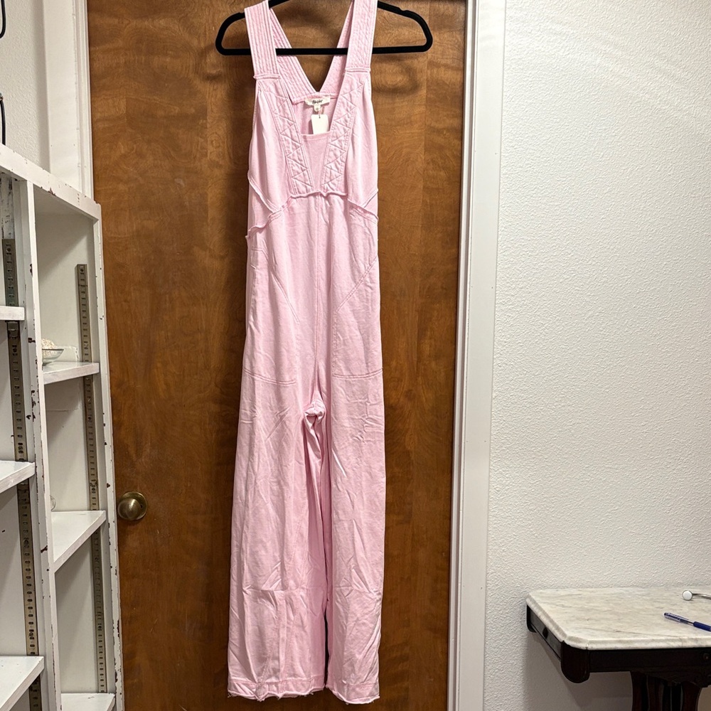 560. Blue Velvet Light Pink Sleeveless Wide-Leg Jumpsuit